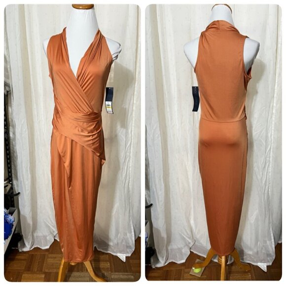 Rachel Rachel Roy Bret Gathered Jersey Sheath MEDIUM in SIENNA - Picture 2 of 9